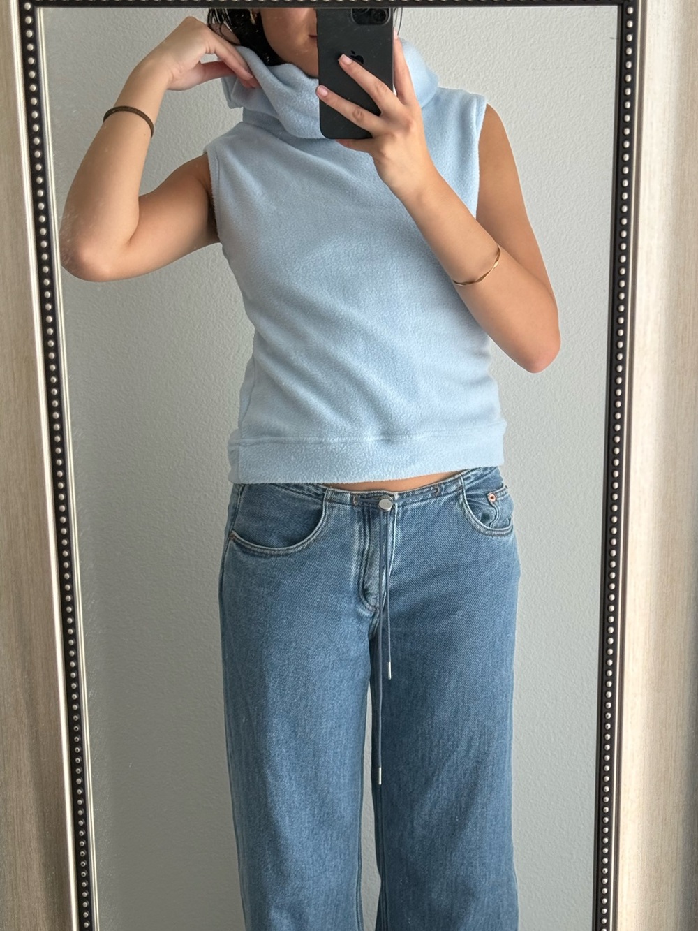 Vintage Baby Blue Sweater Vest Top Size Small